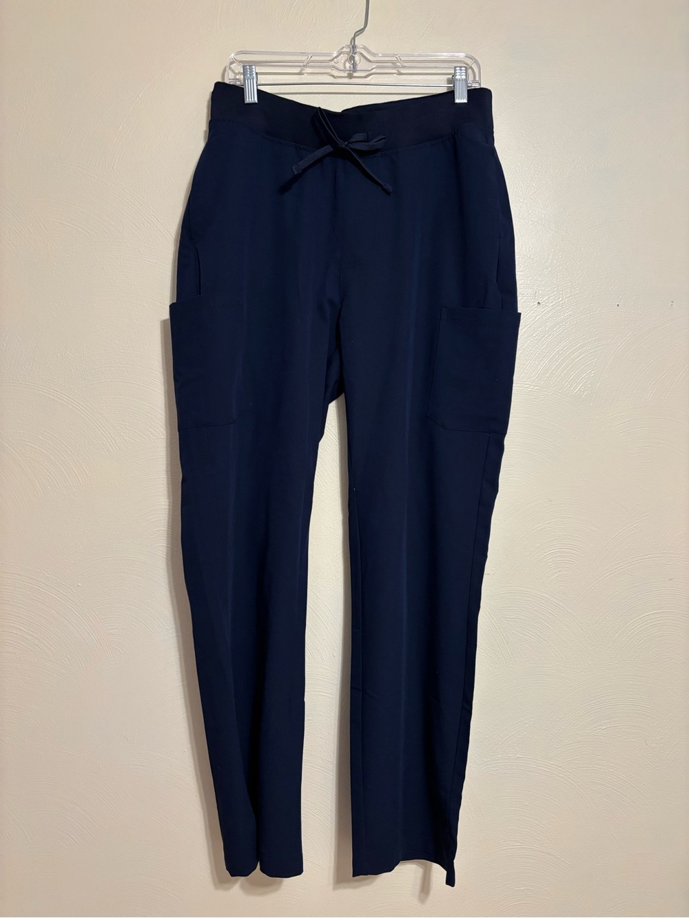 Mandala Equa-Tek Navy Scrub Pants Large Cargo Drawstring Stretch Medical